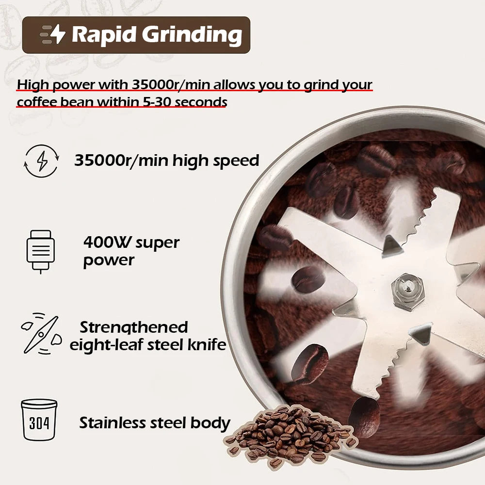 400W 304 Stainless Electric Grinder Eight Page Blade Electric Fast Grinding Multifunction Smash Machine Rice Beans Home Blender_Yu Sweetie