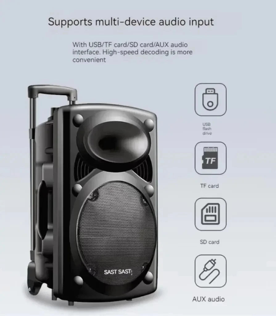 15 Inch Wireless Bluetooth Speaker Outdoor High-Volume Portable Square Dance Subwoofer High-Power Mobile Karaoke Stereo Speaker