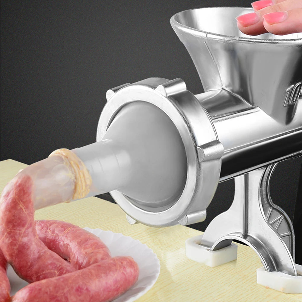 Manual Meat Grinder Silver Aluminum Alloy Powerful Meat Grinder Home Sausage Kitchen Appliances Chop Pepper Supplies Meat Mincer