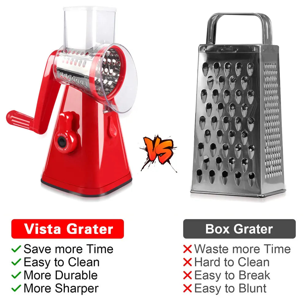 3 In 1 Manual Rotary Cheese Grater Multifunctional Drum Vegetable Cutter Slicer Potato Chopper Mandoline Kitchen Accessories Set