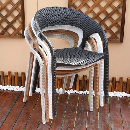 Outdoor furniture courtyard stool leisure single chair plastic imitation rattan chair balcony milk tea cafe