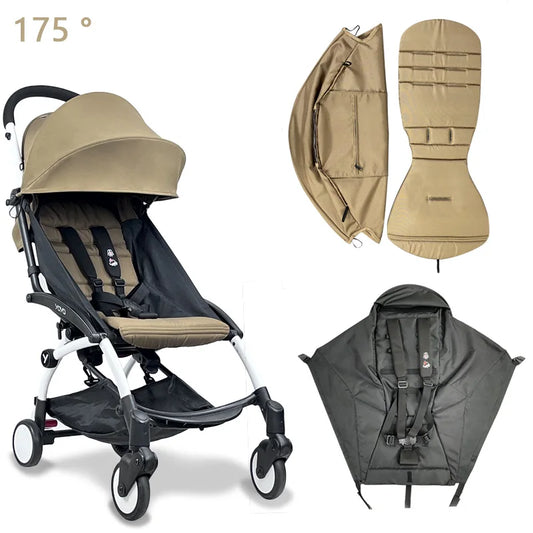 Baby Stroller Accessories 175 Degrees Stroller Hood & Mattress For yoyo2 yoya Babytime Cover With Back Zipper Pocket