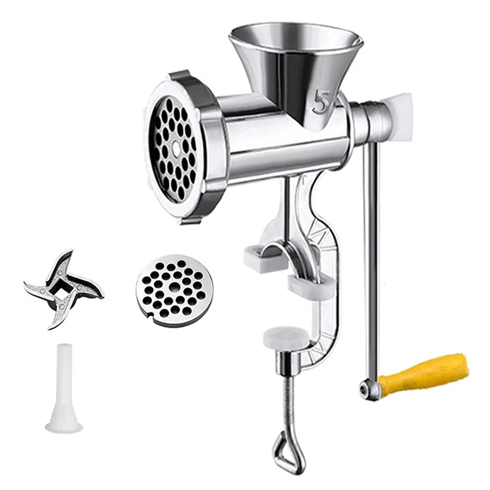 Manual Meat Grinder Silver Aluminum Alloy Powerful Meat Grinder Home Sausage Kitchen Appliances Chop Pepper Supplies Meat Mincer