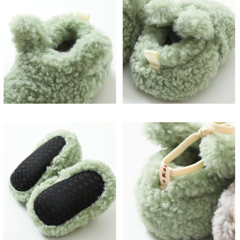 Baby Socks Winter Baby Boy Girl Booties Fluff Soft Toddler Shoes First Walkers Anti-slip Warm Newborn Infant Crib Shoes Moccasin