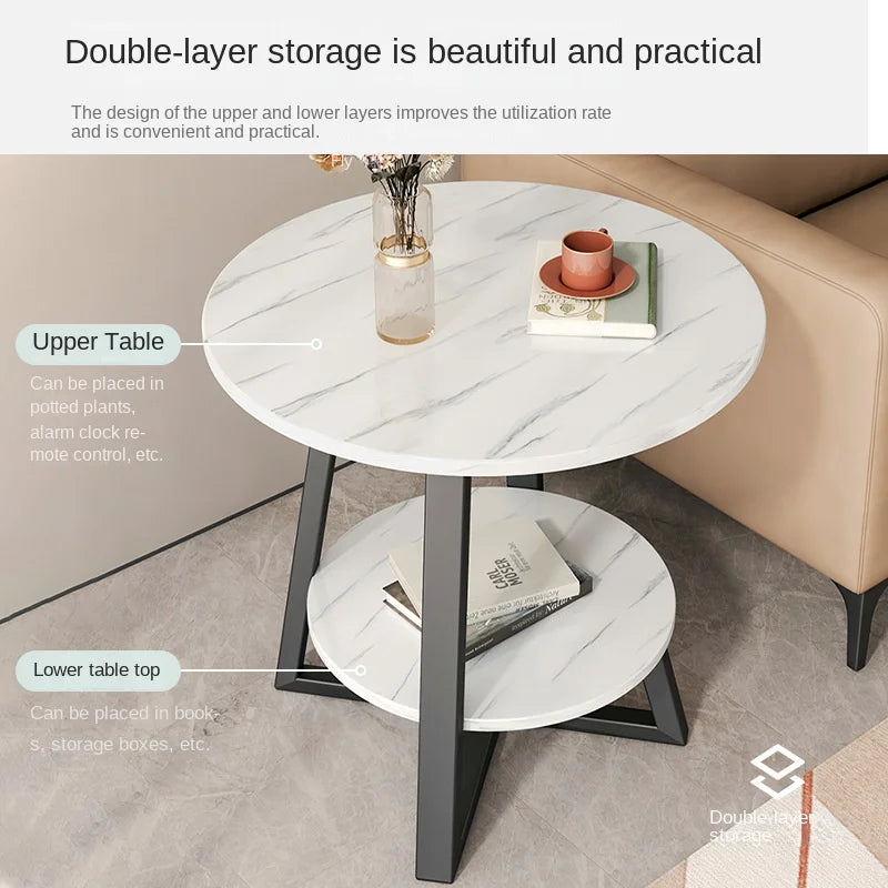 Light luxury coffee table, bedroom small round table, living room sofa side table