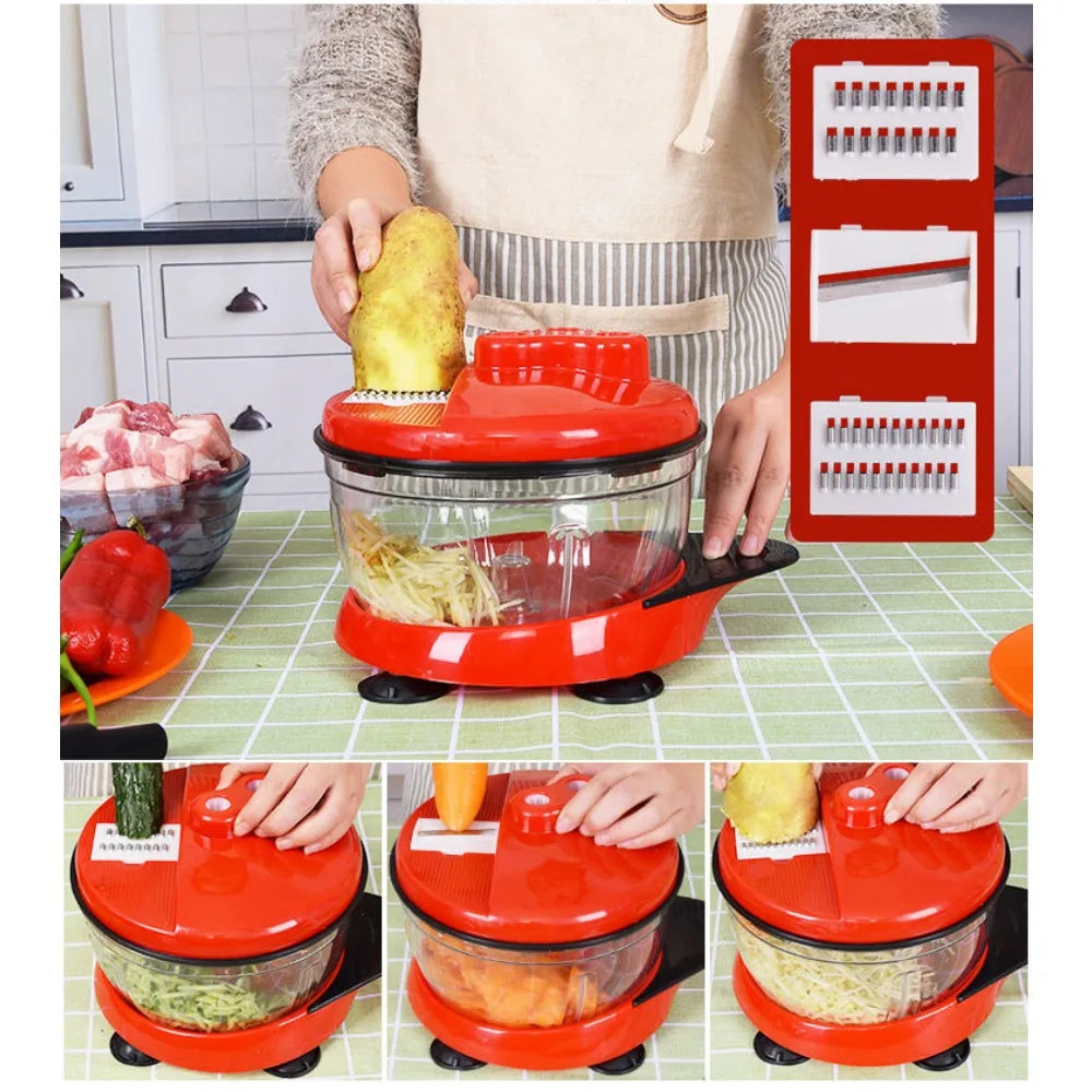 3 in 1 Vegetable Cutter Chopper Potato Slicer Kitchen Gadget Manual Food Processor  Garlic Crusher Onion Cutter Meat Grinder