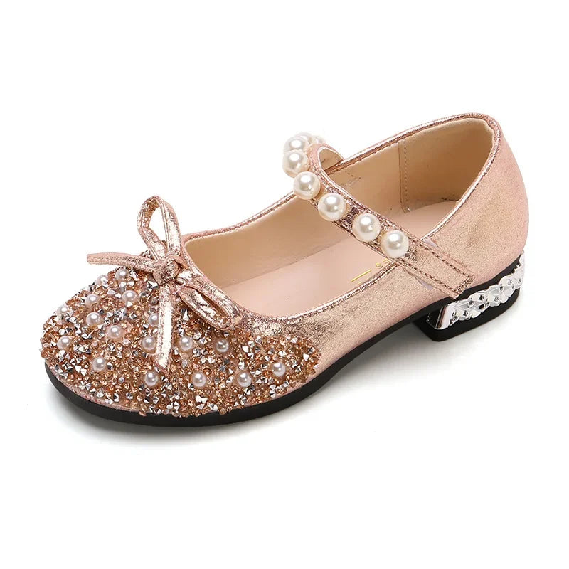 At All Seasons Girls Princess Crystal Shoes Children's Fashion High Heels Baby Soft-soled Children's Shoes  Baby Shoes Girls