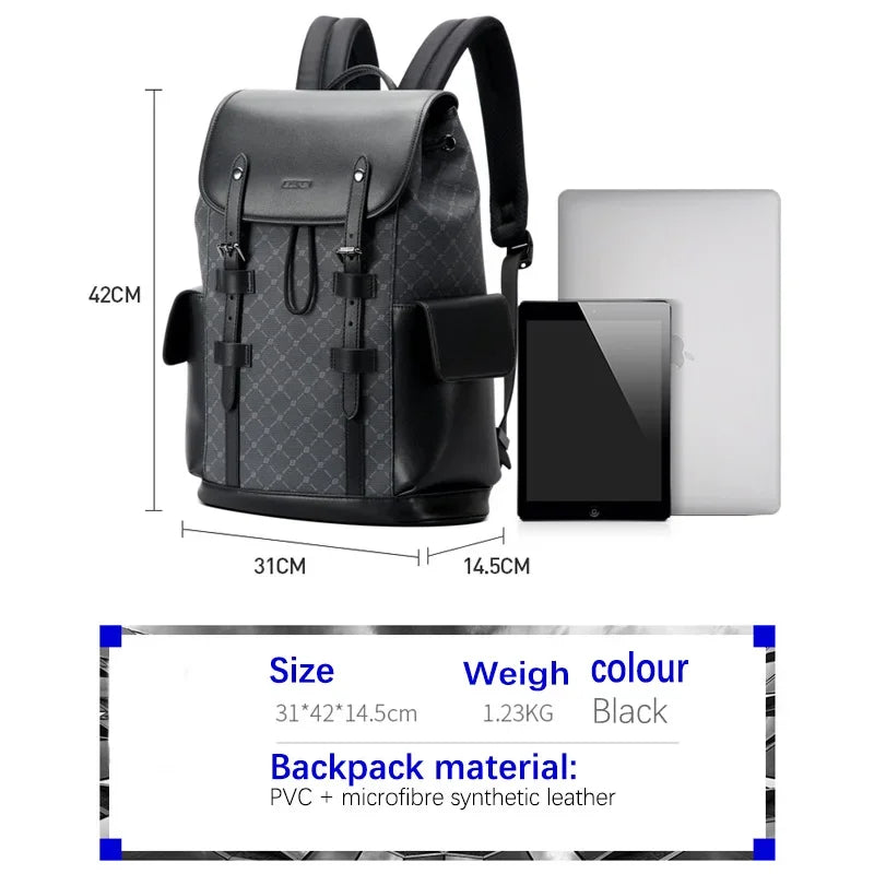 BOPAI  Slim Genuine Leather Laptop Backpack Men for 15-15.6 inch Business Smart Professional Lightweight Backpack Office C