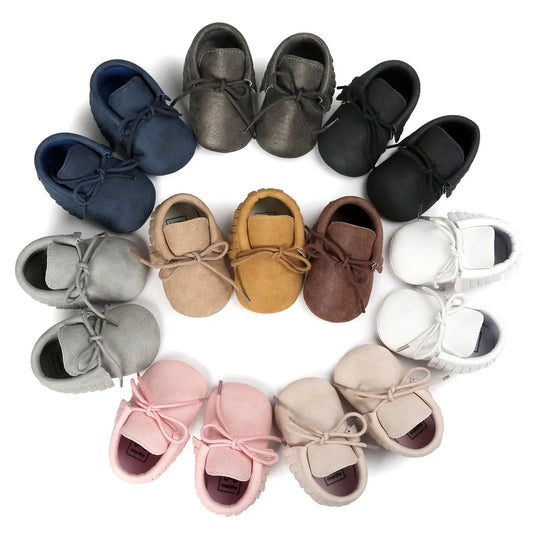 Chaussures bébé nouveau-né infantile garçon fille classique à lacets glands daim Sofe anti-dérapant enfant en bas âge berceau ramper chaussures mocassins 10 couleurs