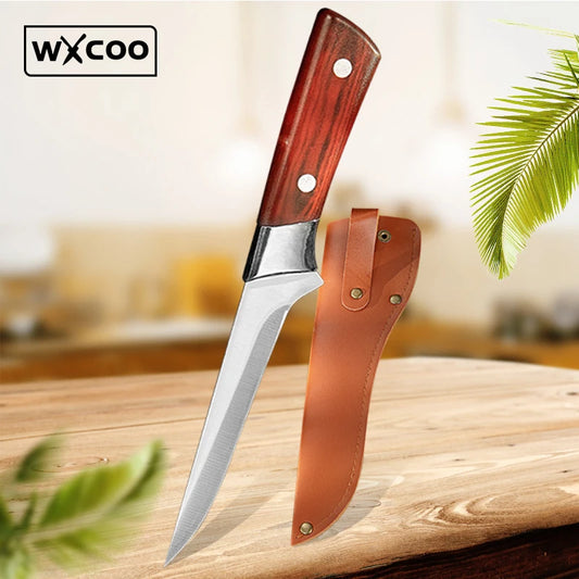 Stainless Steel Kitchen Boning Knife Fruit Paring Knife Meat Pork Beef Sheep Fish Cutting Pocket Knives with Cover