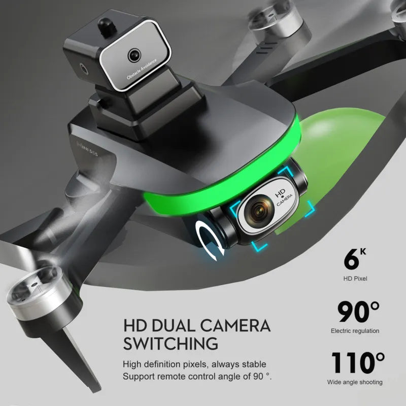 Mini Drone S5S 4K 6K double caméra HD, évitement d'obstacles, positionnement du flux optique, sans balais, RC pliable, quadrirotor, jouets cadeaux