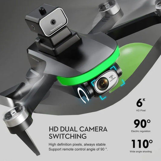 Mini Drone S5S 4K 6K double caméra HD, évitement d'obstacles, positionnement du flux optique, sans balais, RC pliable, quadrirotor, jouets cadeaux