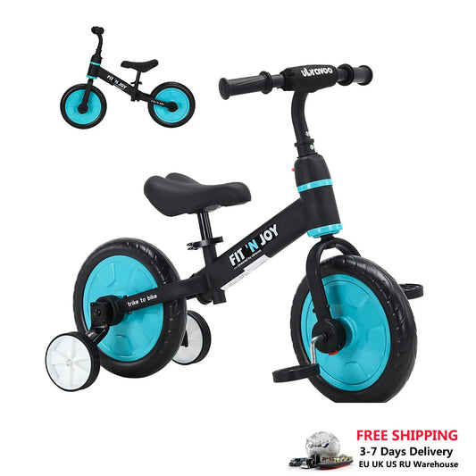 UBRAVOO Fit 'n Joy Beginner Toddler Training Bicycle for Boys Girls 2-4, 4-in-1 Kids Balance Bike with Pedals & Training Wheels