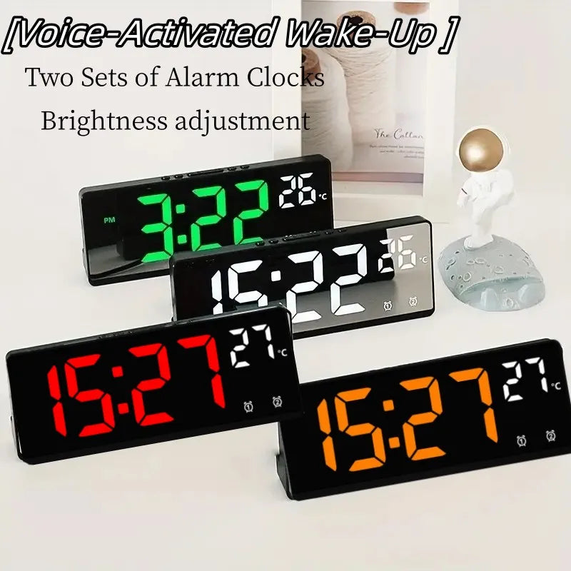 Large Screen Clock Temperature/Date Mode Table Clock 5 Levels of brightness Adjustment Display Modes 12/24H Electronic LED Clock