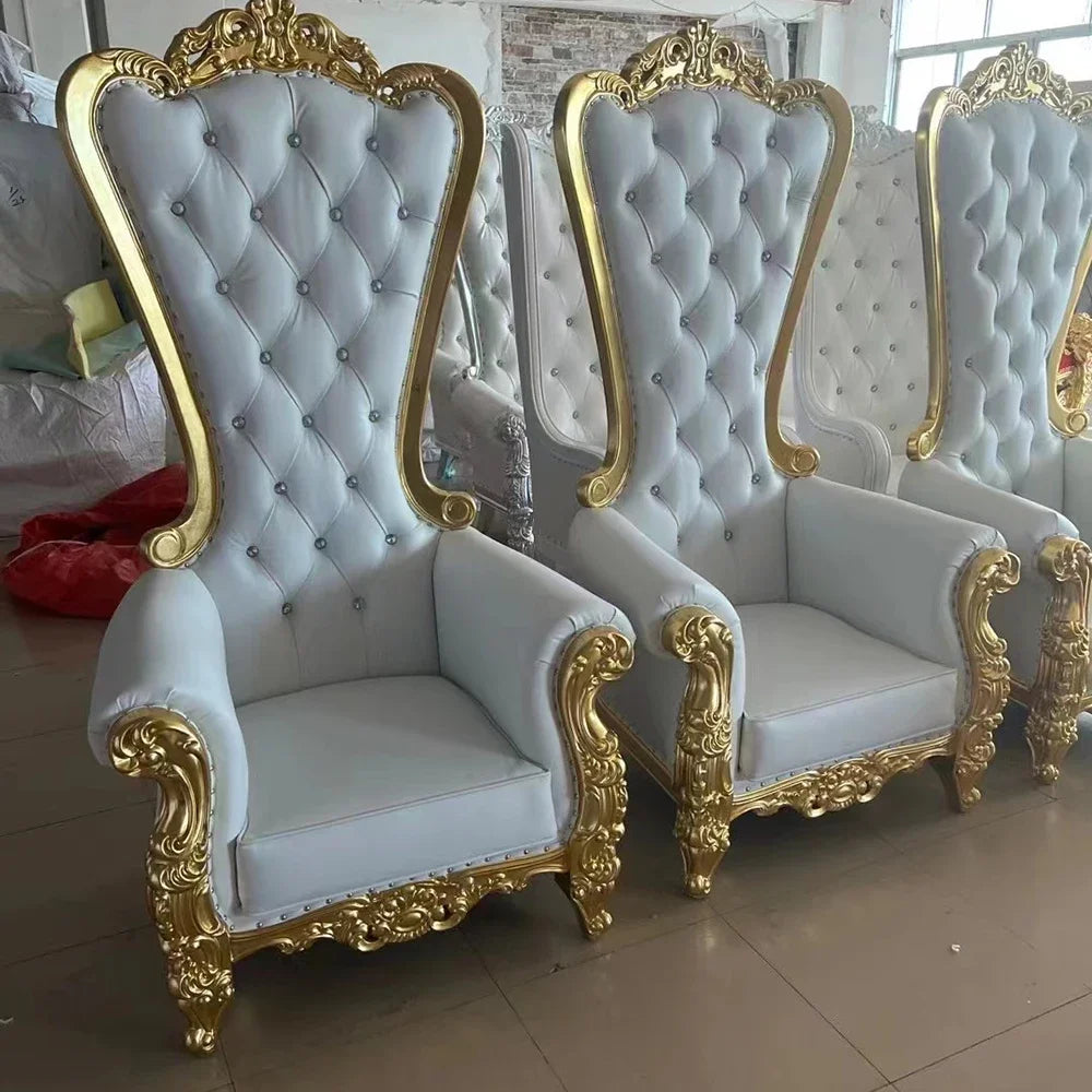 Wedding King Gold Throne PU leather Sofa Chairs Bride Groom Royal Chairs Outdoor Events Decor