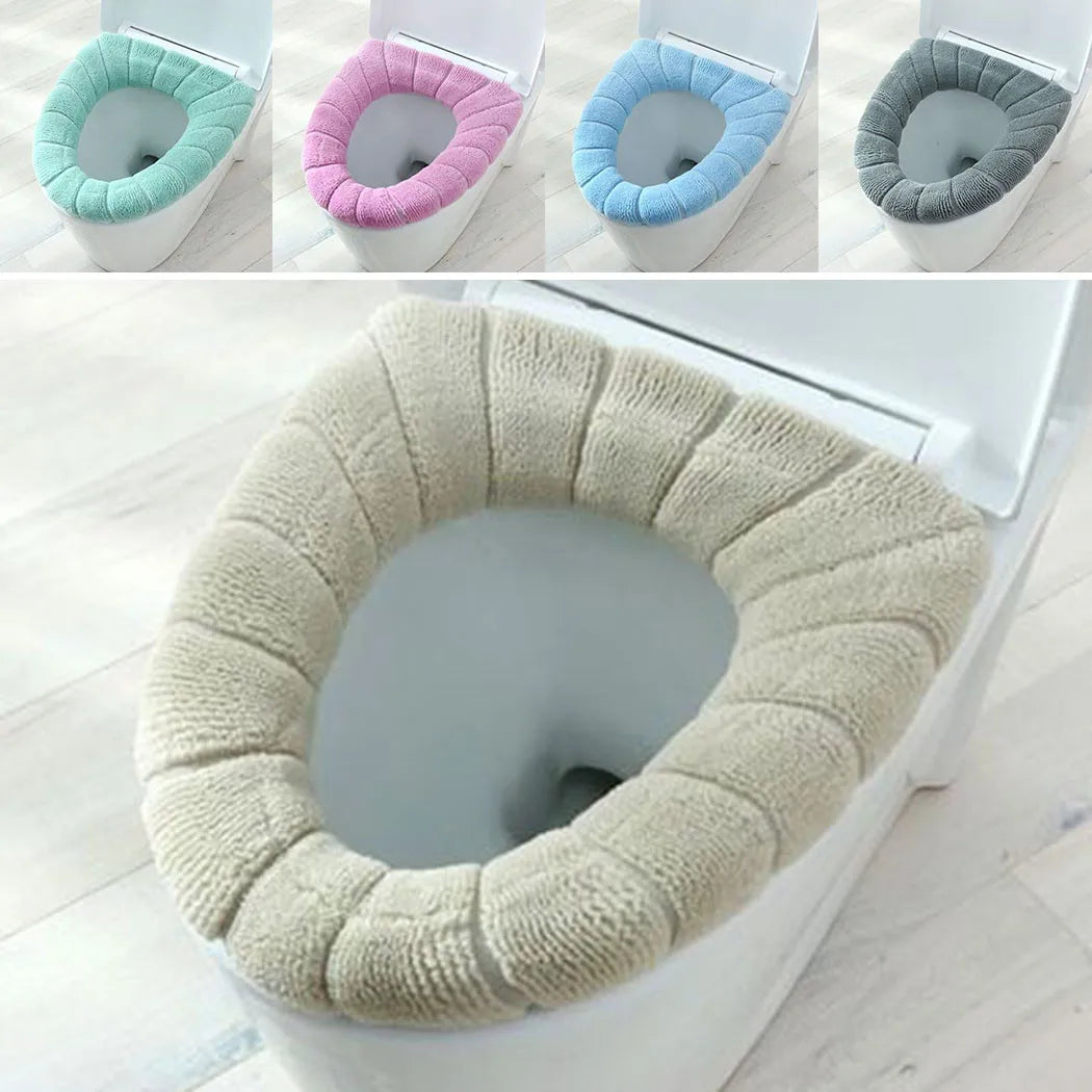 Bathroom Toilet Seat With Handle Closestool Washable Soft Winter Warmer Mat Pad Cushion Toilet Seat Bidet Lid Mat Cushion