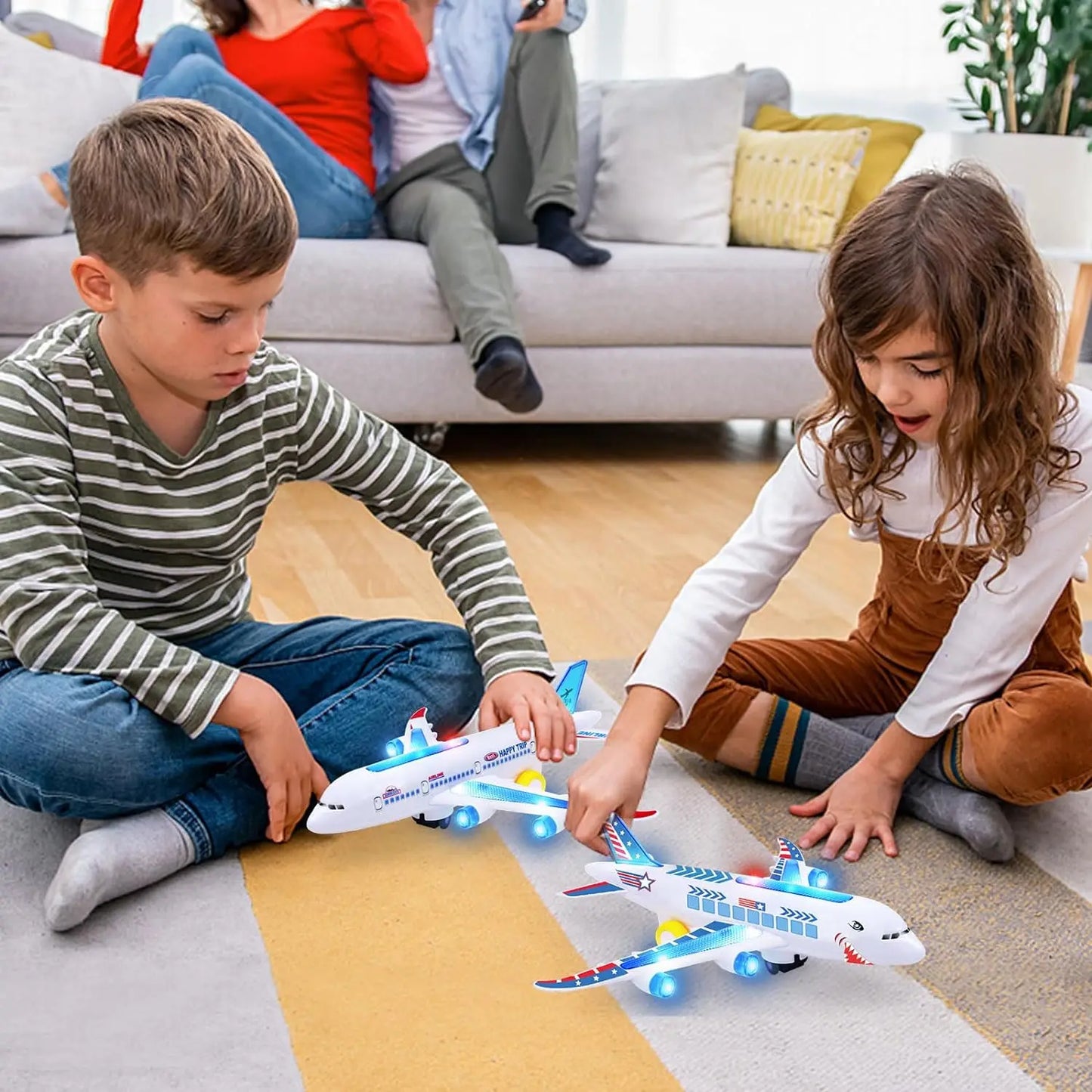 Electronic Aeroplane Toy with Music Autopilot Flash Sound Aircraft Automatic Rotation Plane Educational Toy Gift For Children