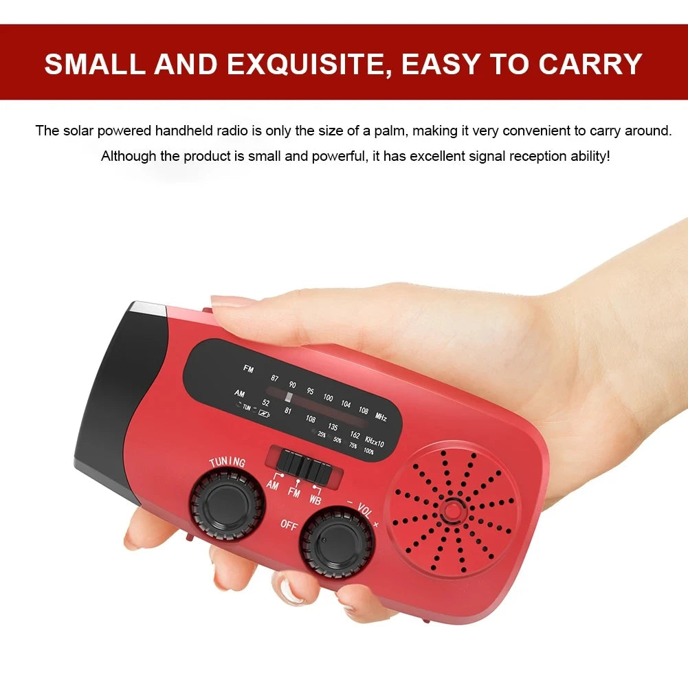 Upgrade Multifunction Radio Hand Crank Solar USB TYPE-C FM/AM/NOAA WB Weather Radio Emergency Flashlight 2000 mAh Mobile Power