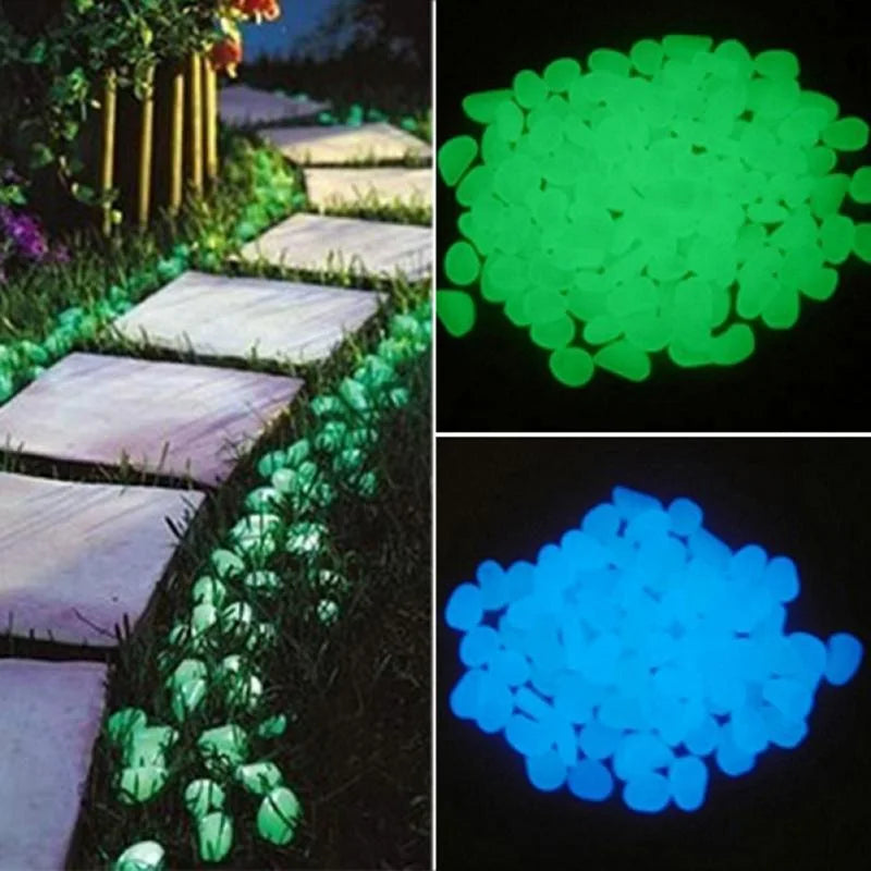 50/100Pcs Glow in the Dark Garden Pebbles For Sidewalk Garden Terrace Lawn Garden Patio Fish Tank Aquarium Decoration Glow Stone