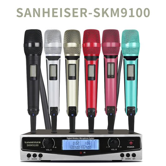 SANHEISER 500-599MHz UHF SKM9100/SKM9000 Stage Performance Home KTV Professional Dual Wireless Microphone Dynamic Material metal