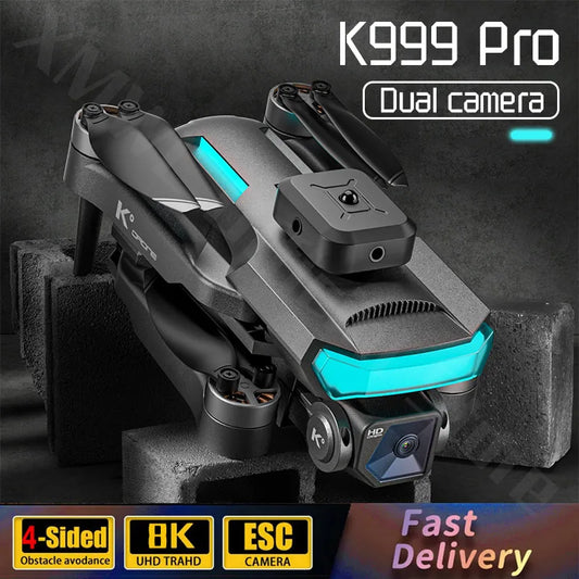 Nouveau K999 Pro Drone 8K professionnel 4K HD EIS caméra évitement d'obstacles flux optique sans brosse RC Dron pliable quadrirotor cadeaux