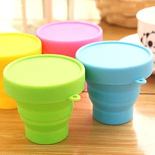 Tasse pliante en Silicone, Mini tasse rétractable, tasse à thé Portable, café de voyage en plein air, tasse à boire télescopique avec couvercle, verres