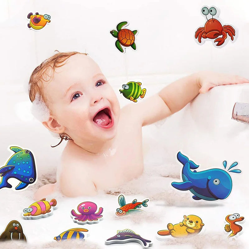 Jouets de salle de bain pour bébé, pâte EVA douce, puzzle éducatif précoce, jouets autocollants animaux, jouets d'eau de bain pour bébé de 0 à 12 mois et 1 an