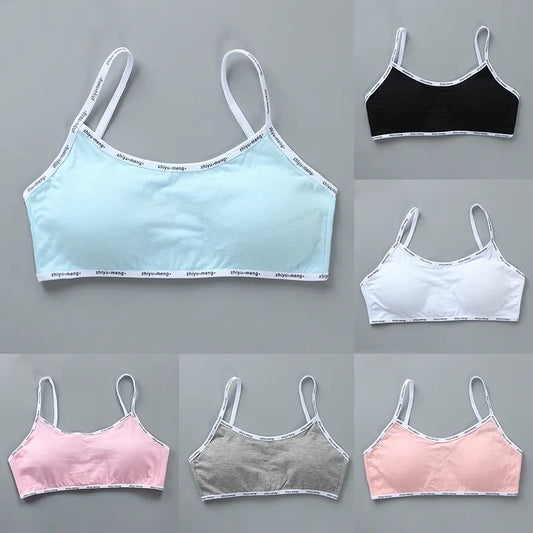 Soutien-gorge d'entraînement en coton pour adolescentes de 8 à 16 ans, soutien-gorge de sport pour filles, coussinet de poitrine détachable, sous-vêtements pour adolescents, haut tubulaire, gilet