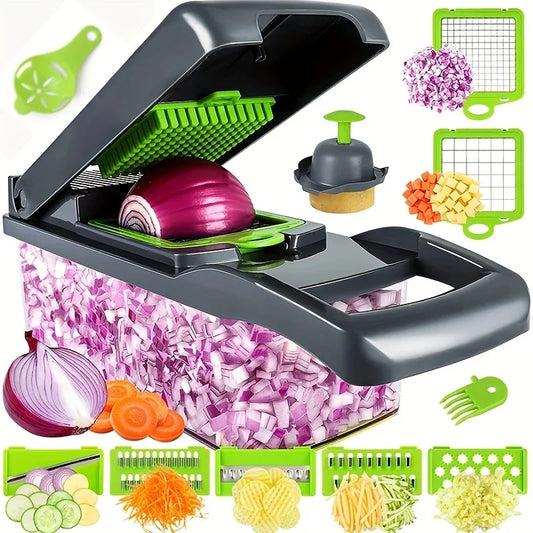 14pcs/Set Vegetable Chopper Multifunctional Fruit Slicer Manual Food Grater Cutter With Container Mincer Chopper Kitchen Stuff