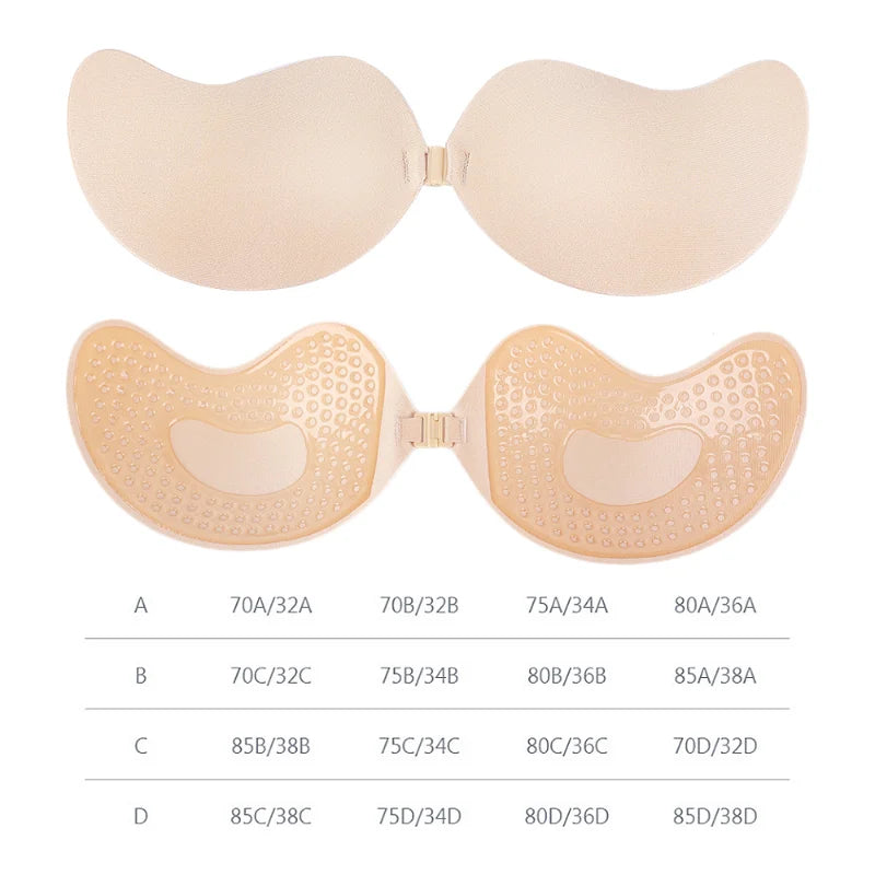 Soutien-gorge push-up invisible pour femme, dos nu, sans bretelles, sans couture, fermeture frontale, sous-vêtements, coussinets de soutien-gorge auto-adhésifs en silicone.