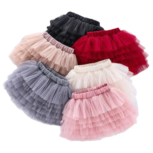 24-Hour Dispatch: 2024 Summer New Girls Six-Layered Gauze Half Skirt Pink Red Black Tutu Cute and Versatile for Everyday Wear