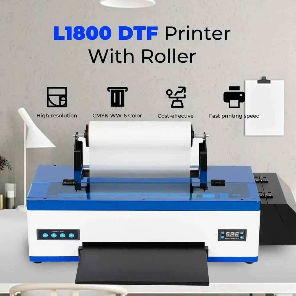 A3+ L1800 DTF Transfer Printer with Roll Feeder Direct to Film Tshirt Printing Machine for Fabric Textile 13" SingleHead Version