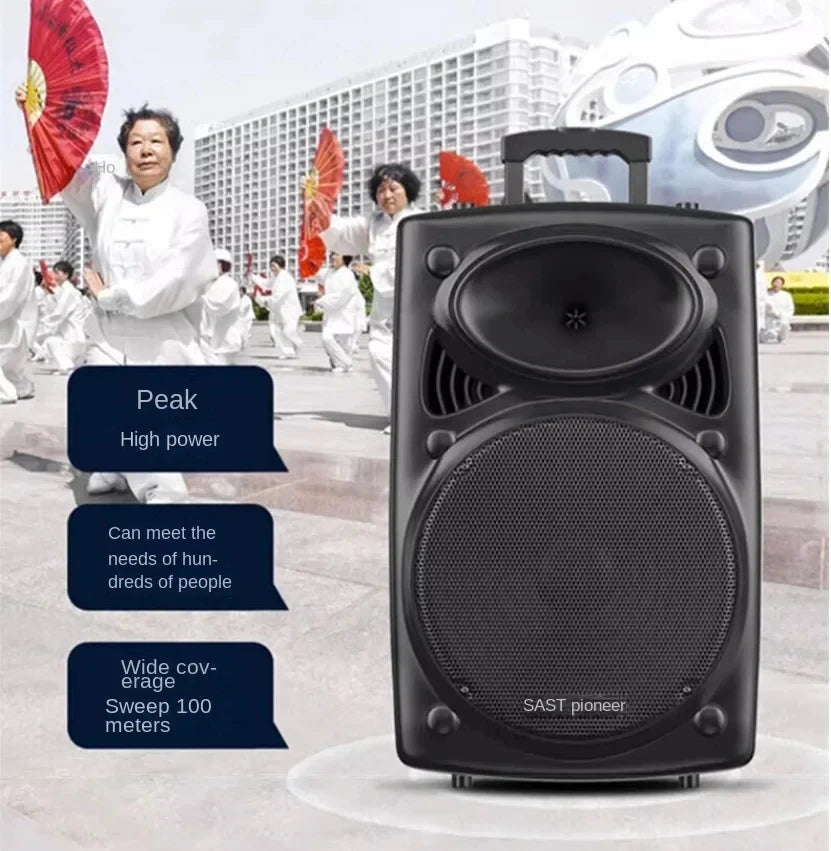 15 Inch Wireless Bluetooth Speaker Outdoor High-Volume Portable Square Dance Subwoofer High-Power Mobile Karaoke Stereo Speaker