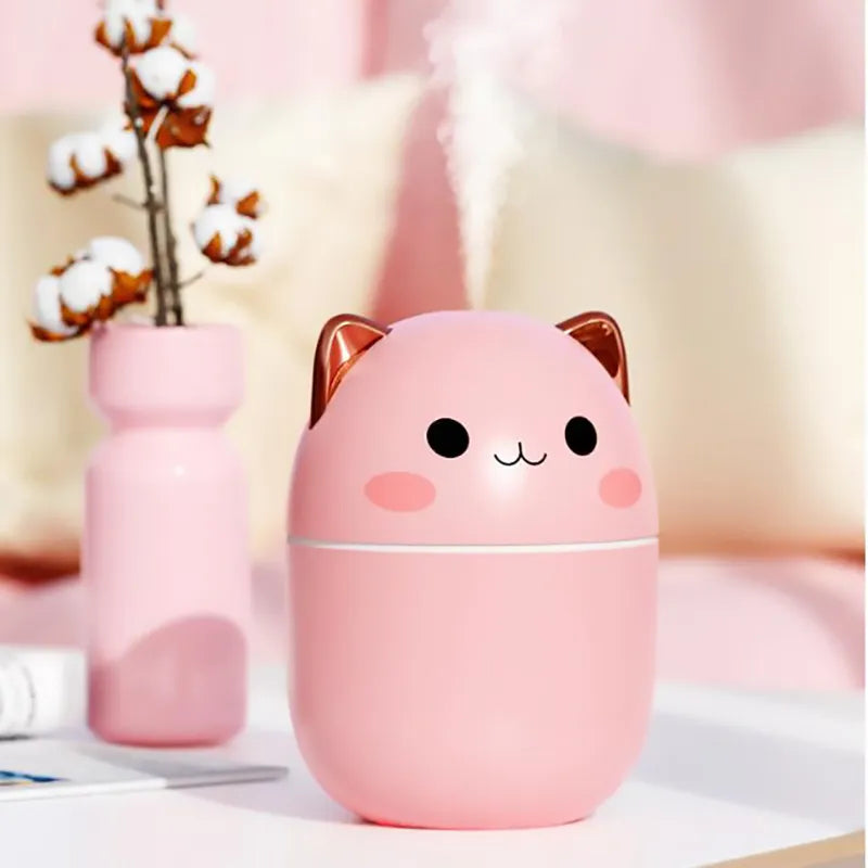 220ml Air Humidifier Cute Pet Mini Household Small Aromatherapy Car Creativity Bear USB Humidifier LED Night Lamp