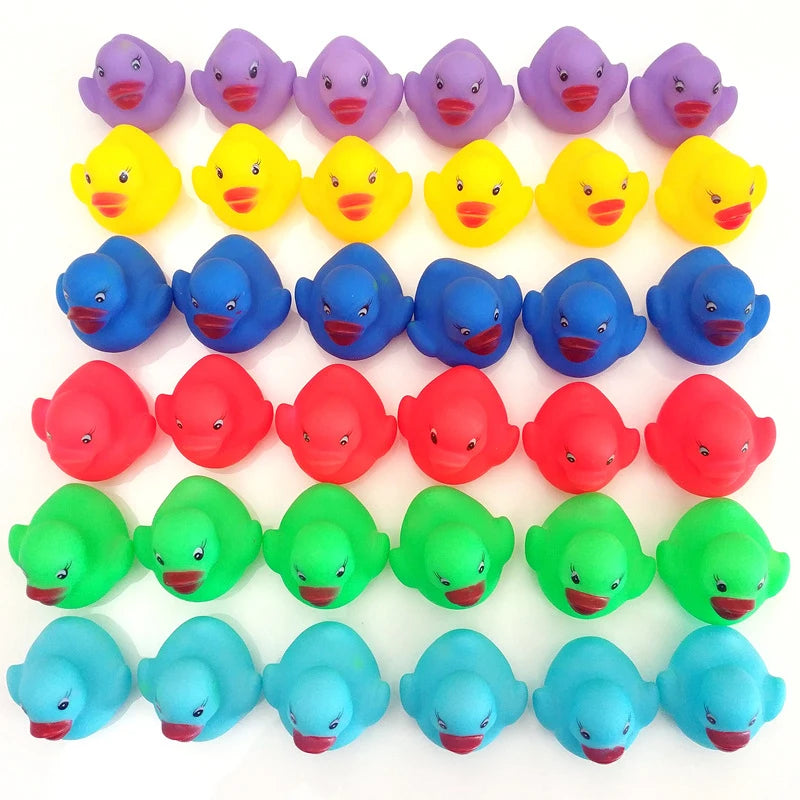 12pcs/set Baby Toys Float Squeaky Sound Rubber Ducks Bath Toys Swimming Water Play Game Fun Water Toys for Children