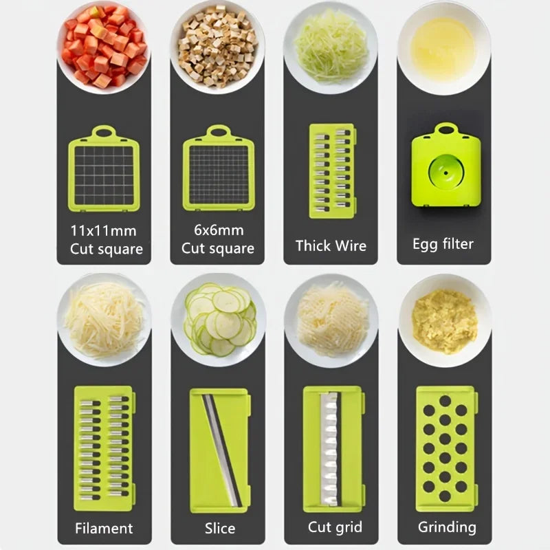 14pcs/Set Vegetable Chopper Multifunctional Fruit Slicer Manual Food Grater Cutter With Container Mincer Chopper Kitchen Stuff