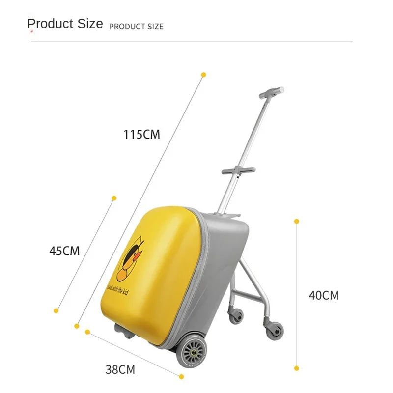 Fashion Cute Pony Cartoon Trolley Case Sit Travel bags for Children 24" Rolling Luggage Spinner Suitcase Wheels Yellow Duck 20"