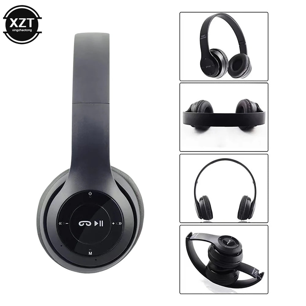 Stereo P47 Headphones 5.0 Bluetooth Headset Folding Wireless Sports Game Earphone Support Memory TF Card for Huawei Xiaomi