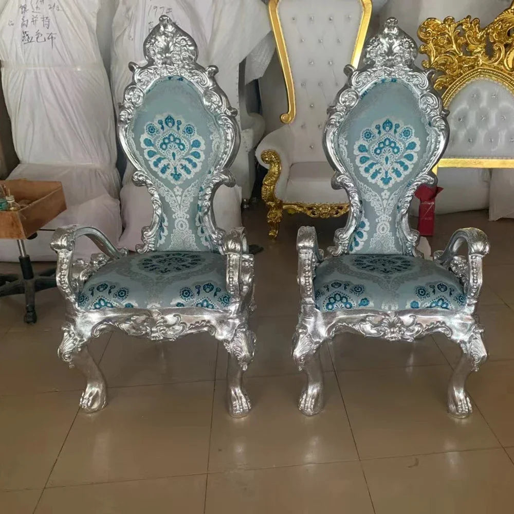 Wedding King Gold Throne PU leather Sofa Chairs Bride Groom Royal Chairs Outdoor Events Decor