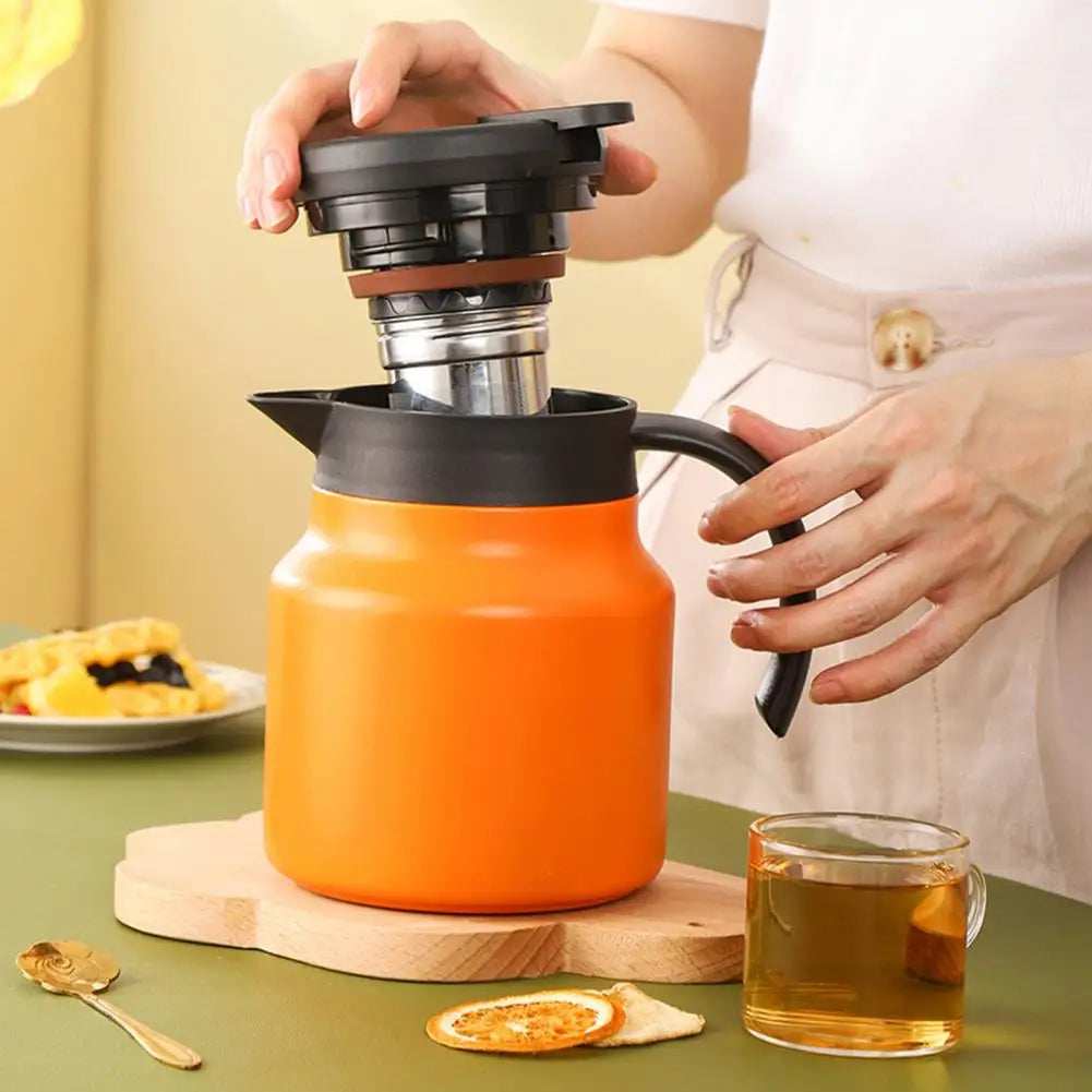 Bouilloire Double cafetière en acier inoxydable de 800ml, bouteille d'eau, bouilloire à thé avec filtre à thé, théière à ragoût isolante pour la maison