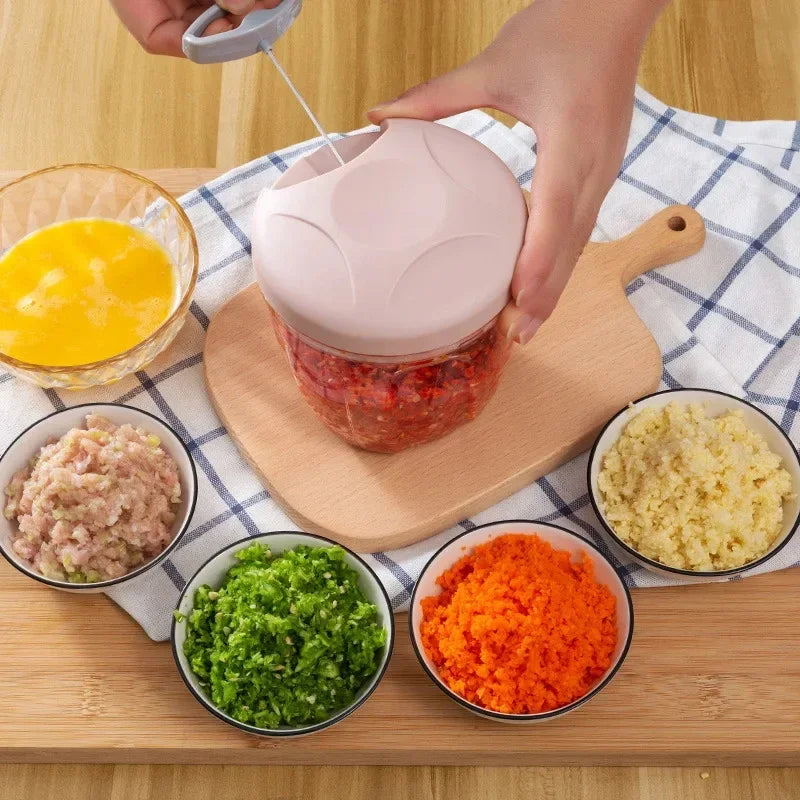 500/900ML Portable Garlic Chopper Manual Meat Mincer Crusher Vegetable Onion Cutter Food Kitchen Chopper Kitchen Tool