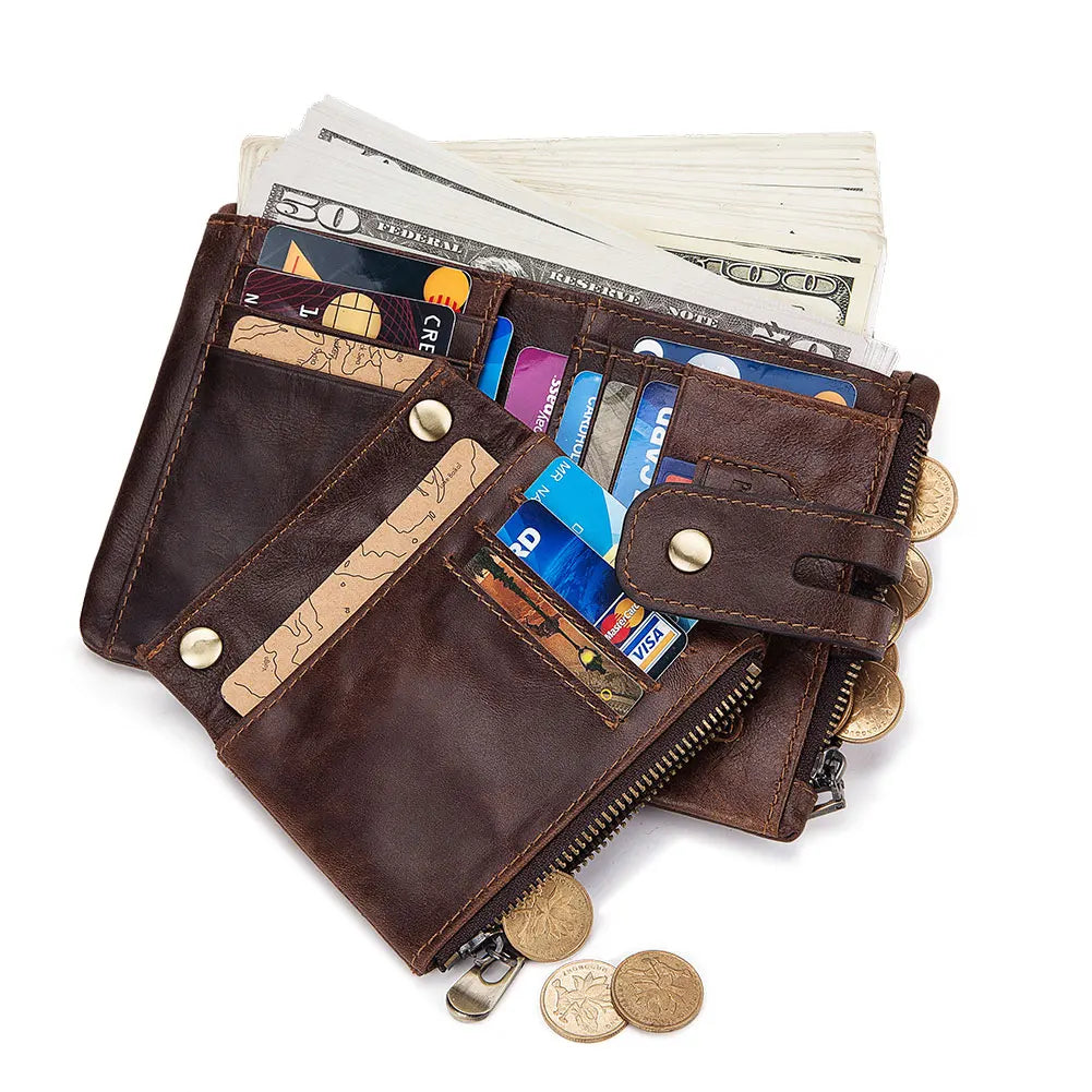 Top Sale 100% Genuine Leather Men Wallet Coin Purse Small Card Holder PORTFOLIO Portomonee Male Walet Pocket Coffee Money