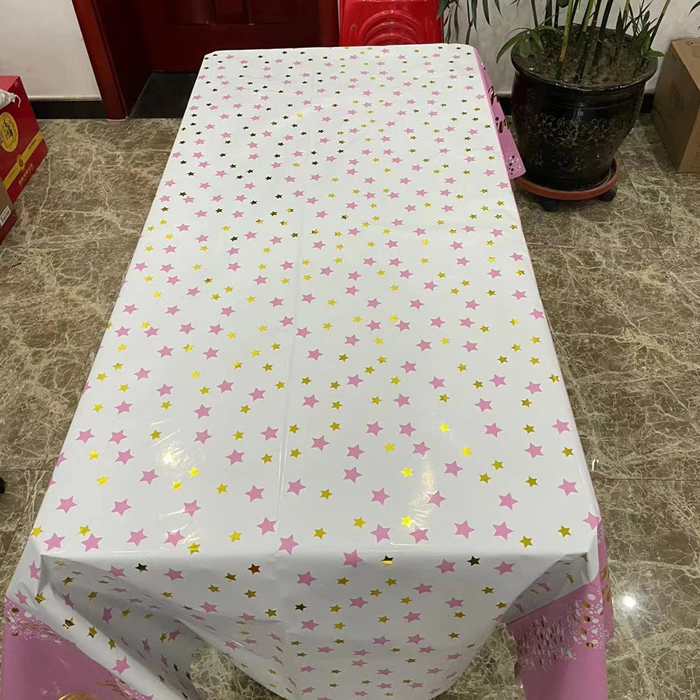 Rectangle Happy Birthday Party Tablecloth Birthday Party Dining Decorations Kids Adult Plastic Table Cover Birthday Supplies