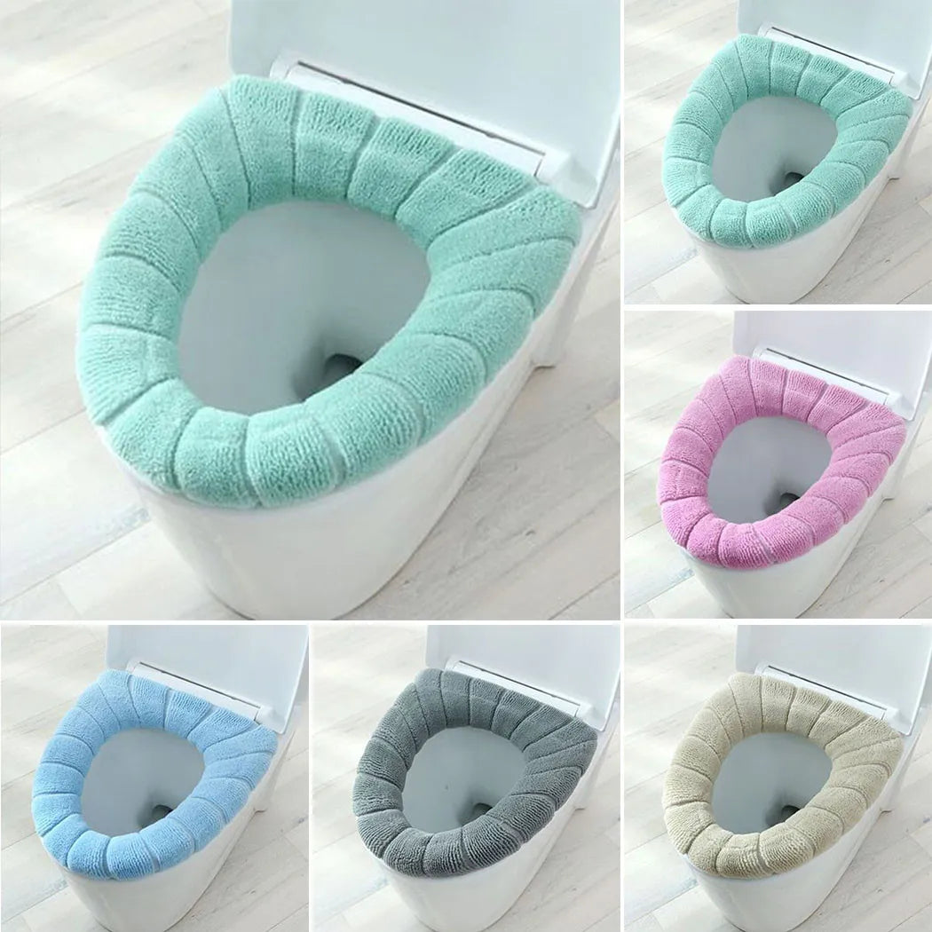 Bathroom Toilet Seat With Handle Closestool Washable Soft Winter Warmer Mat Pad Cushion Toilet Seat Bidet Lid Mat Cushion