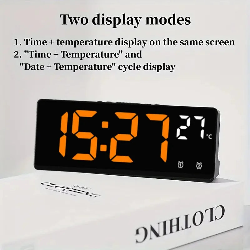 Large Screen Clock Temperature/Date Mode Table Clock 5 Levels of brightness Adjustment Display Modes 12/24H Electronic LED Clock