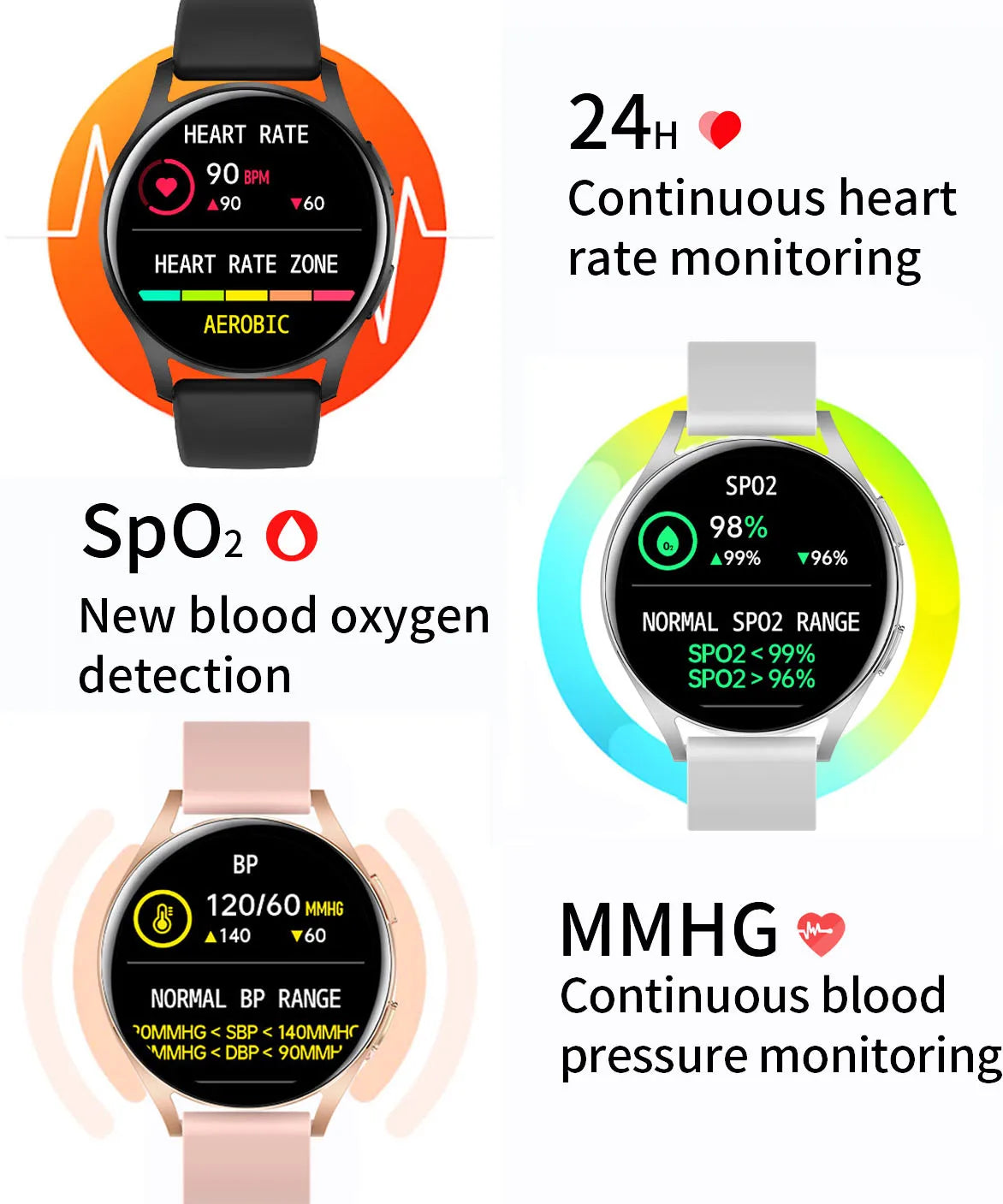 Montre connectée 5 pour hommes et femmes, entièrement tactile, pression artérielle, oxygène, appels Bluetooth, pour Android et IOS, nouveau, 2023