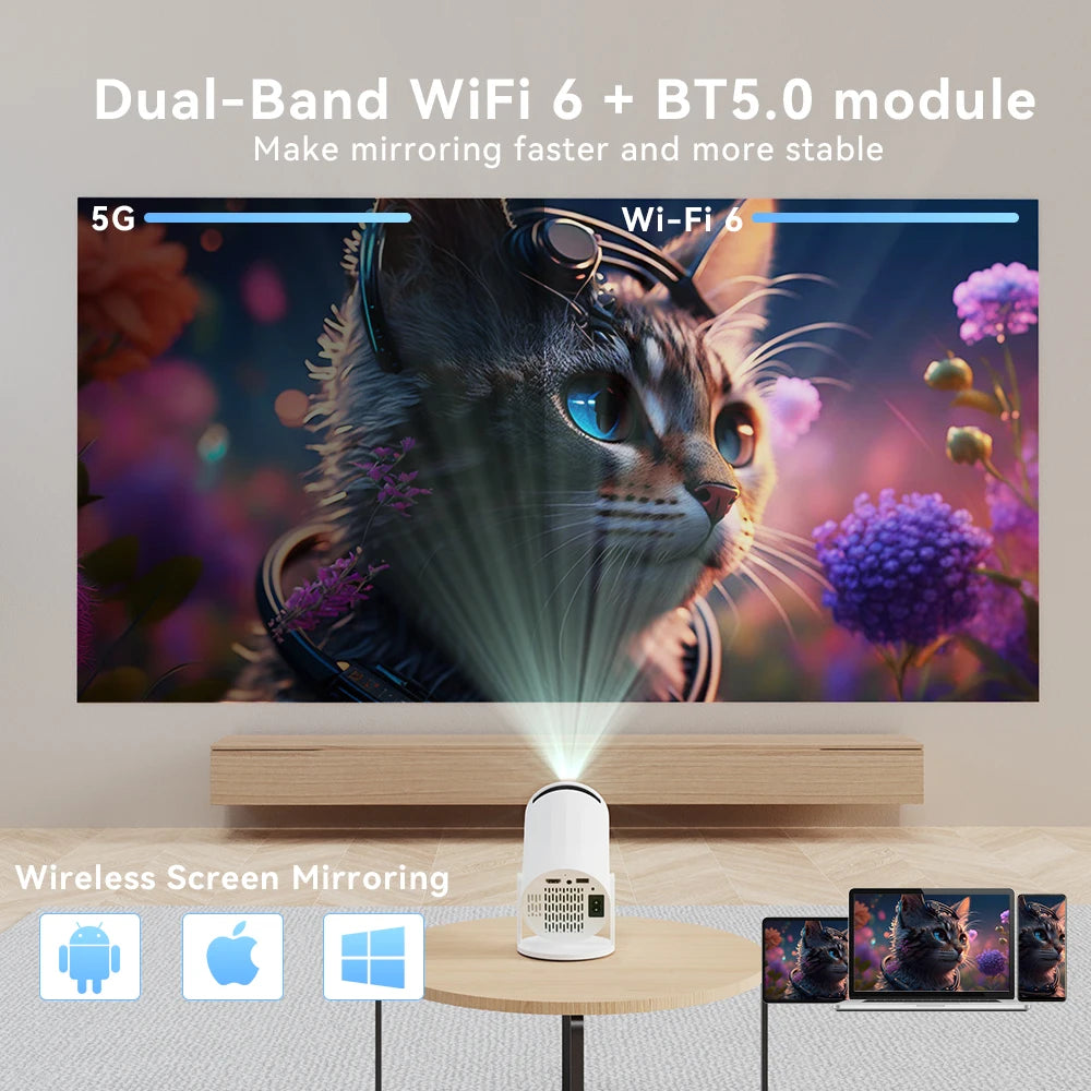 GOOJODOQ projecteur HY300 4K Android 11 double Wifi6 200 ANSI BT5.0 1080P 1280*720P Mini Home cinéma Portable projeteur extérieur