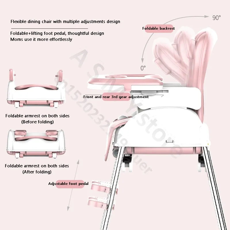 Chaise haute pliante pour bébé, chaise haute de salle à manger pour enfants, Table d'alimentation et chaise pour bébés, siège rehausseur pour tout-petits