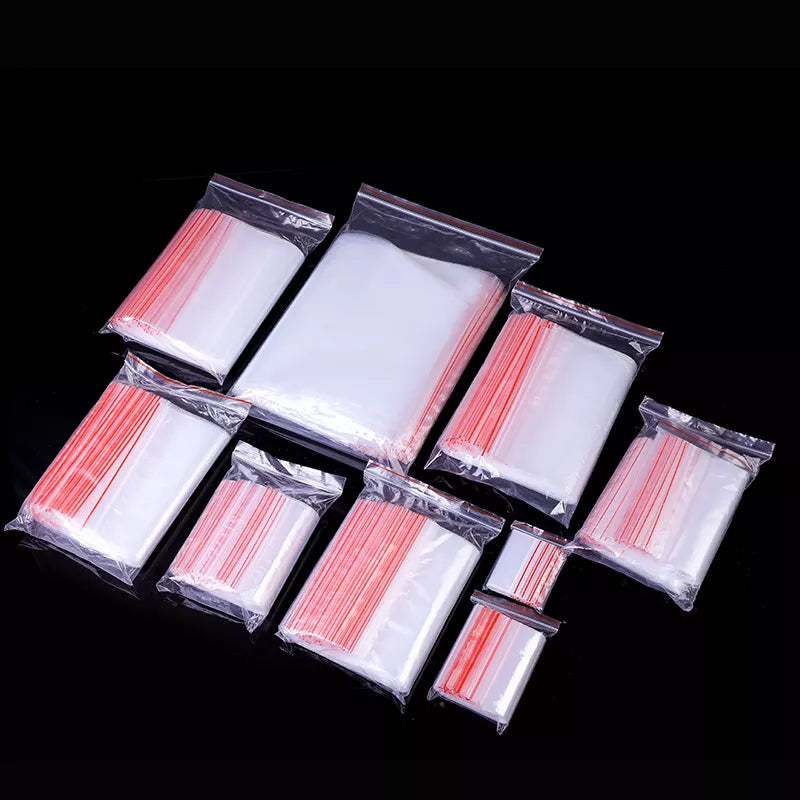 100pcs/pack Small Zip Lock Plastic Bags Reclosable Transparent Bag Vacuum Storage Bag Clear Bags Thickness