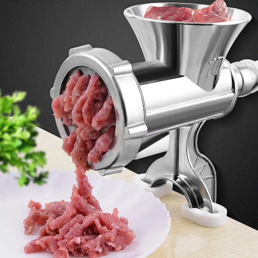 Manual Meat Grinder Silver Aluminum Alloy Powerful Meat Grinder Home Sausage Kitchen Appliances Chop Pepper Supplies Meat Mincer